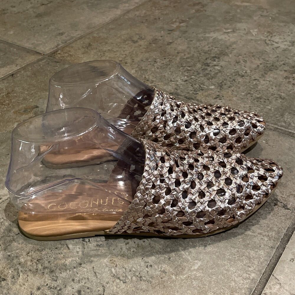 Coconuts By Matisse Island Gold Woven Leather Every Sandal Mule Shoe Womens 6M - Picture 7 of 12
